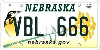 NE license plate VBL666