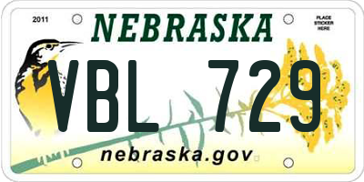 NE license plate VBL729