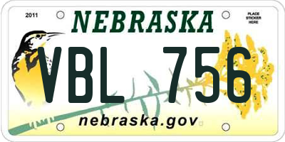 NE license plate VBL756