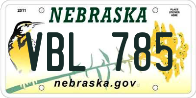 NE license plate VBL785