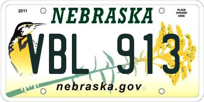 NE license plate VBL913