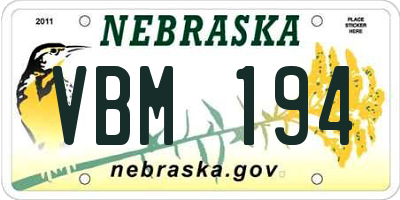 NE license plate VBM194