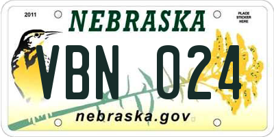 NE license plate VBN024