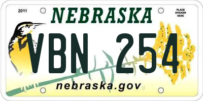 NE license plate VBN254