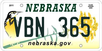 NE license plate VBN365