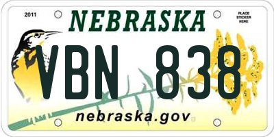 NE license plate VBN838