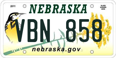 NE license plate VBN858