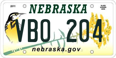 NE license plate VBO204
