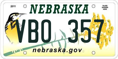 NE license plate VBO357