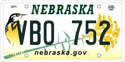 NE license plate VBO752