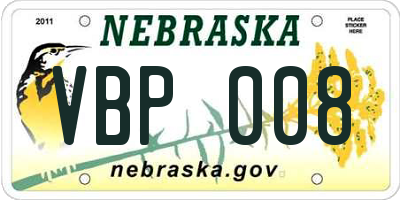 NE license plate VBP008