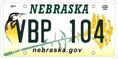 NE license plate VBP104