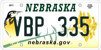 NE license plate VBP335