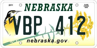 NE license plate VBP412