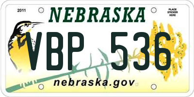 NE license plate VBP536