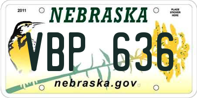 NE license plate VBP636