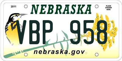 NE license plate VBP958