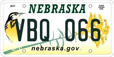 NE license plate VBQ066