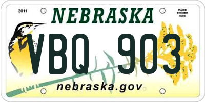 NE license plate VBQ903