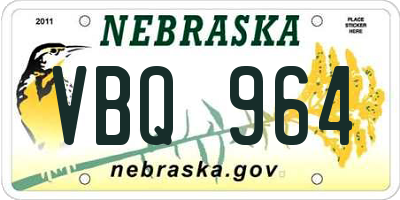 NE license plate VBQ964