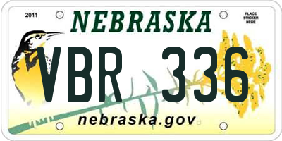 NE license plate VBR336