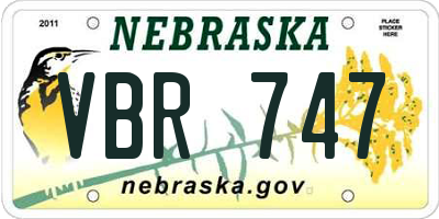 NE license plate VBR747