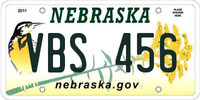 NE license plate VBS456