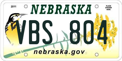 NE license plate VBS804
