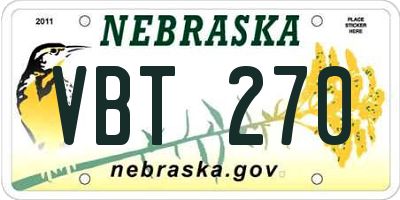 NE license plate VBT270