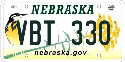 NE license plate VBT330