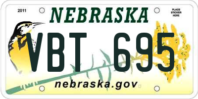 NE license plate VBT695