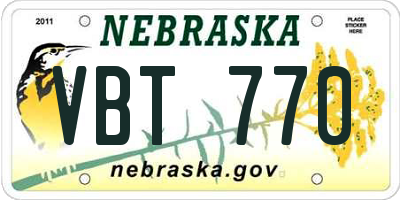 NE license plate VBT770