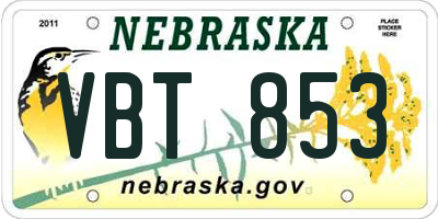 NE license plate VBT853