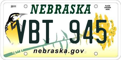 NE license plate VBT945