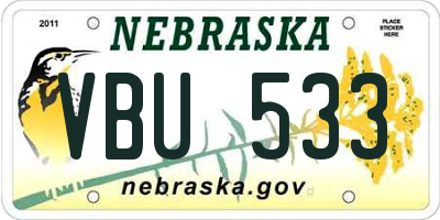 NE license plate VBU533