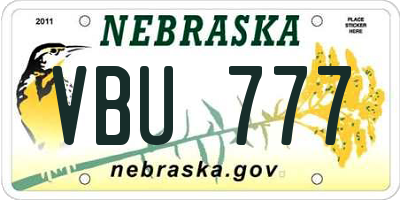 NE license plate VBU777