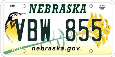 NE license plate VBW855