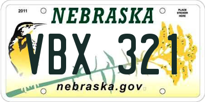 NE license plate VBX321