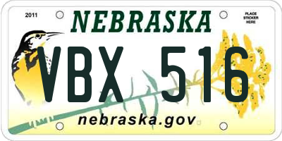 NE license plate VBX516