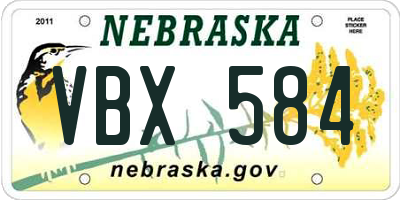 NE license plate VBX584