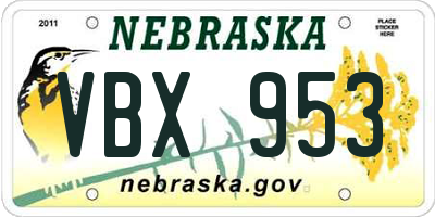 NE license plate VBX953