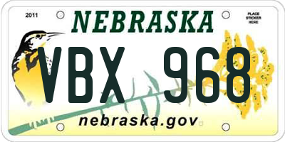 NE license plate VBX968