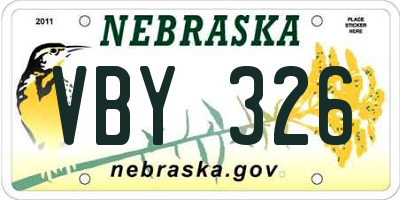 NE license plate VBY326