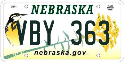 NE license plate VBY363