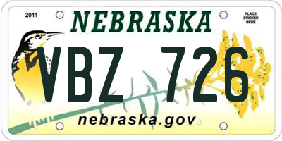NE license plate VBZ726