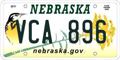 NE license plate VCA896