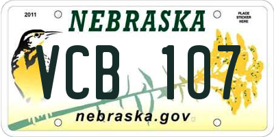 NE license plate VCB107