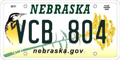 NE license plate VCB804