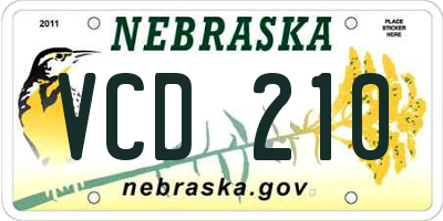 NE license plate VCD210