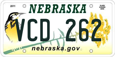 NE license plate VCD262